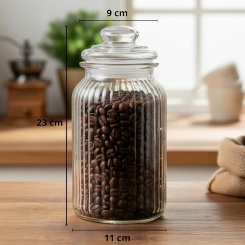Ash  Roh Ash & Roh® 1500 ML Glass Storage Jars - Clear Glass Jars with Airtight Lids airtight glass Kitchen Jars for Canning, Fermenting (3 PACK) - Image 2