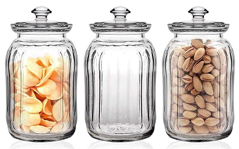 Ash  Roh Ash & Roh® 1500 ML Glass Storage Jars - Clear Glass Jars with Airtight Lids airtight glass Kitchen Jars for Canning, Fermenting (3 PACK) - Image 4