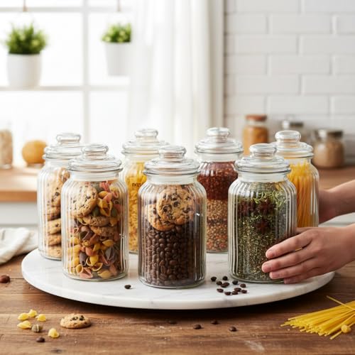 Ash  Roh Ash & Roh® 1500 ML Glass Storage Jars - Clear Glass Jars with Airtight Lids airtight glass Kitchen Jars for Canning, Fermenting (3 PACK) - Image 5