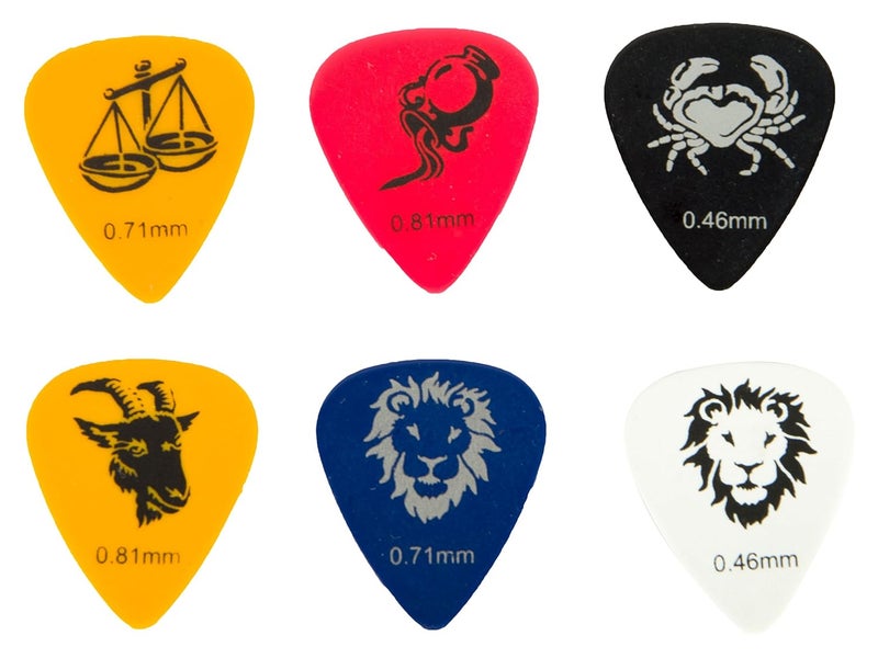 Alice Designer Constellation Guitar Picks Set Of 6 Made Of Celluloid Material (2 Each Picks Of 0.46 mm, 0.71 mm, 0.81 mm) - Image 1