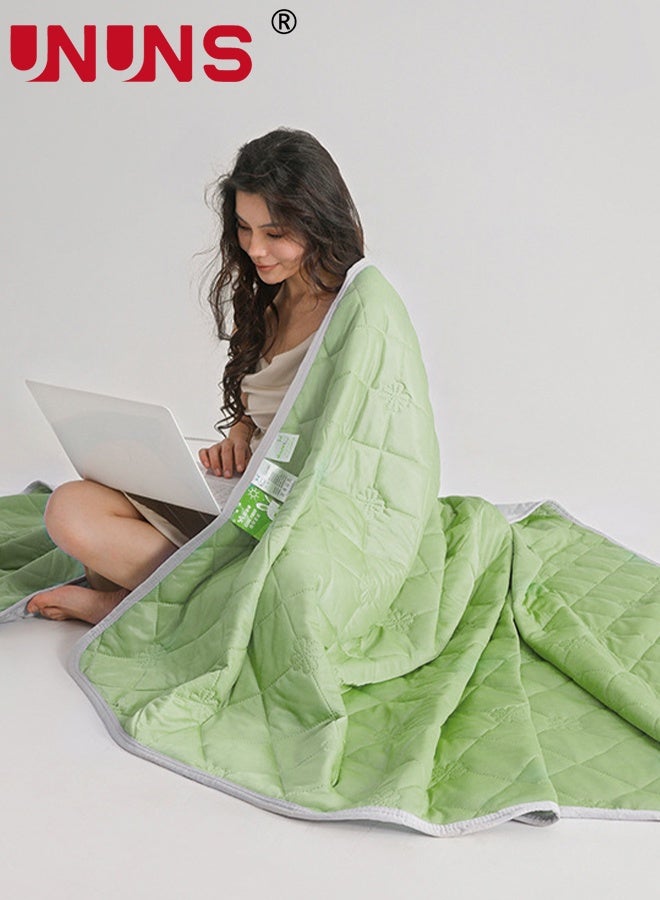 UNUNS Summer Quilt Queen Size,Double Side Cooling Blanket for Hot Sleepers,Washable Lightweight Soft Breathable All Seasons Cooling Throw for Night Sweats,Green Gray - Image 3