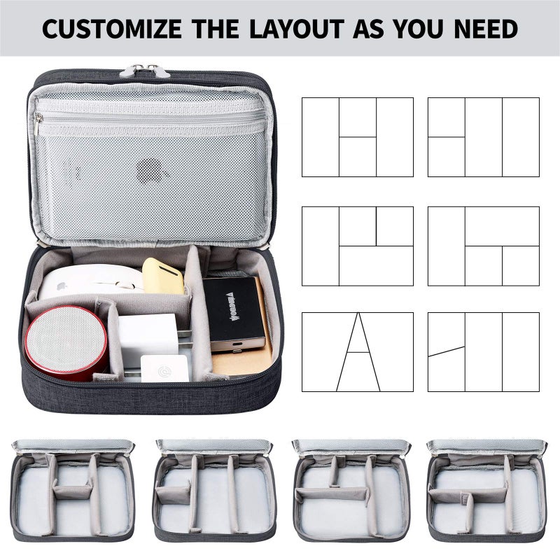 Lanola Travel Cable Organizer Bag, Electronic Accessories Case Portable Double Layer Cable Storage Bag for Cord,phone,Charger, Flash Drive, Phone, SD Card,Personal Items - (Black) - Image 4