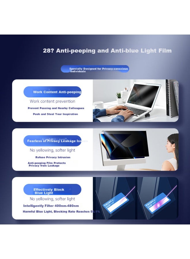 Mryc Computer Monitor Laptop Screen Privacy Filter Desktop Anti-blue Light Anti-radiation Anti-spying Eye Protection Privacy Screen Protector Acrylic Hanging Universal 23.8 Inch 16:9 - Image 2