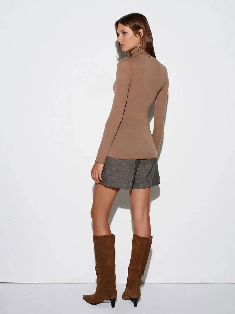 ديلفين Dilvin Slim Fit Turtleneck Jersey Blouse