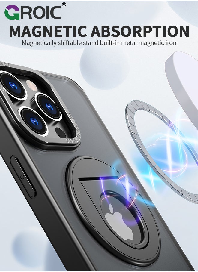 GROIC For iPhone 15 Pro Max Case with Magnetic Invisible Stand, Compatible with MagSafe,Translucent Phone Cover with Lens Protection,iPhone 15 Pro Max 6.7'' Shockproof Phone Shell  - Image 5