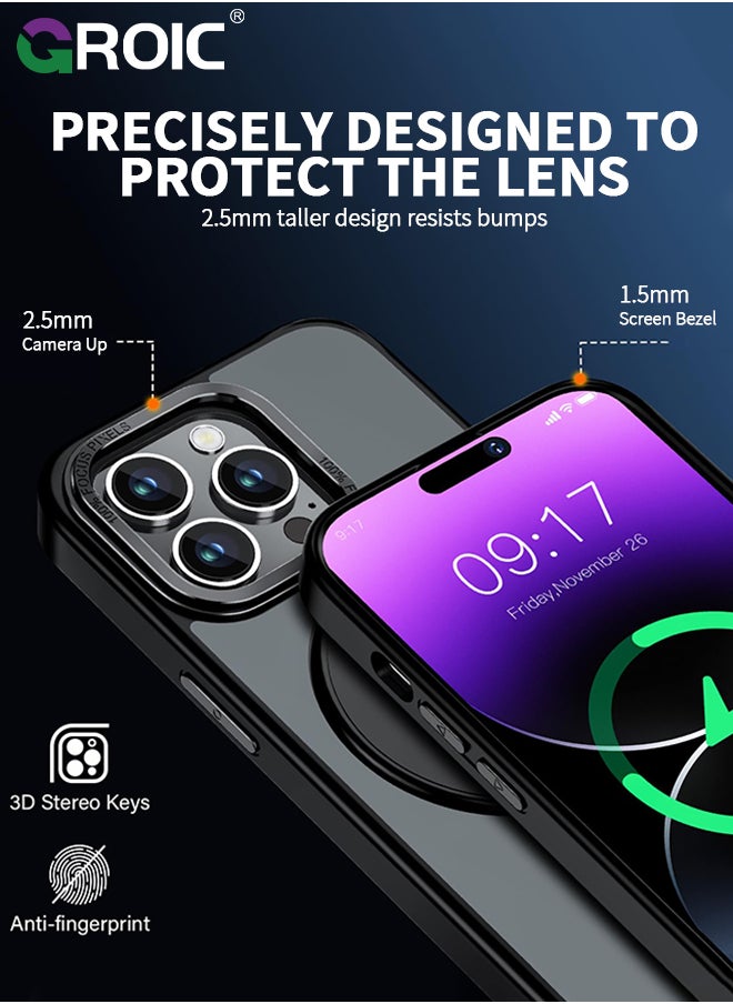 GROIC For iPhone 15 Pro Max Case with Magnetic Invisible Stand, Compatible with MagSafe,Translucent Phone Cover with Lens Protection,iPhone 15 Pro Max 6.7'' Shockproof Phone Shell  - Image 4