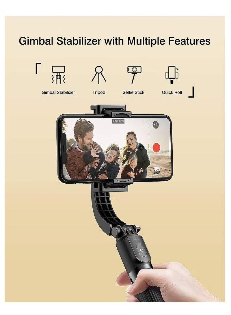 Tripod Selfie stick gimbal stabilizer for smartphones, with wireless remote control, 360° rotating auto balance stabilizer, portable mobile phone holder, for phones (Black) - Image 2