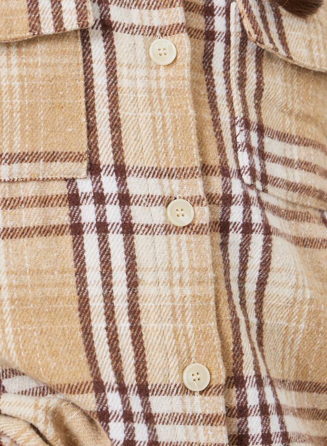 Styli Kids Khaki Plaid Buttoned Jackets - Image 4