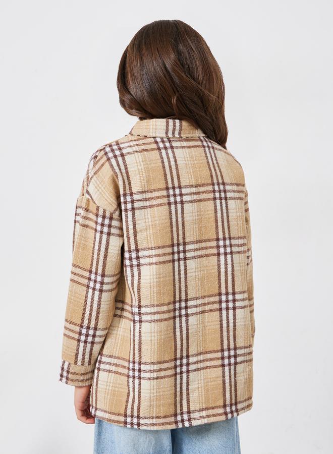 Styli Kids Khaki Plaid Buttoned Jackets - Image 5