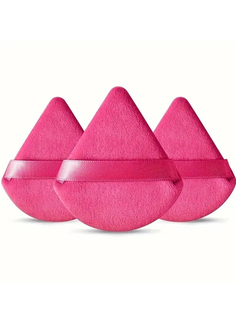 ORiTi 3PCS Powder Puffs, Soft Triangle Wedge Makeup Powder Puff For Loose Powder Mineral Powder Body Powder Velour Cosmetic Foundation Sponge Makeup Tool