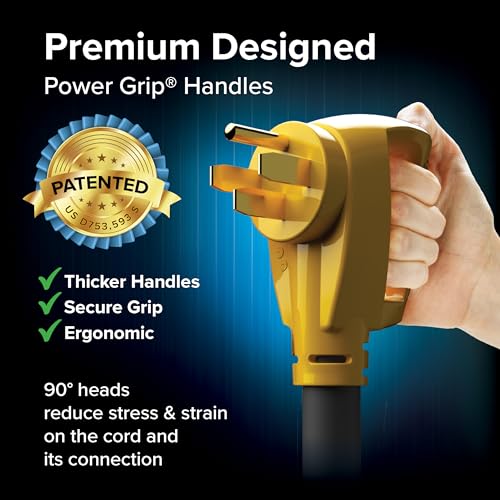 Camco Power Grip 30-Ft 50-Amp Camper/RV Extension Cord - Features Copper 6/3 + 8/1-Gauge Wires for Superior Conductivity - Rated for 125/250 V/12,500 W - Coated w/Heat-Resilient PVC (55195) - Image 2