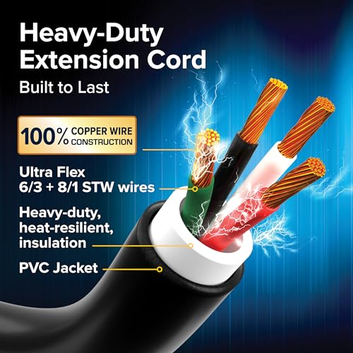 Camco Power Grip 30-Ft 50-Amp Camper/RV Extension Cord - Features Copper 6/3 + 8/1-Gauge Wires for Superior Conductivity - Rated for 125/250 V/12,500 W - Coated w/Heat-Resilient PVC (55195) - Image 3