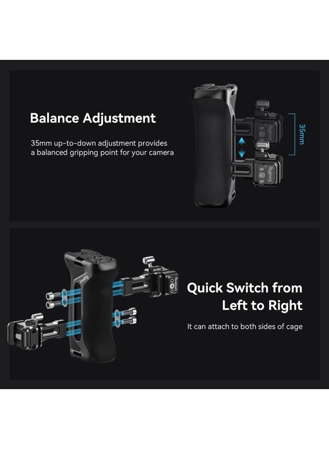 SmallRig Snap-On NATO Side Handle, Quick Lock Design, Up/Down Adjustable, Built-in Cold Shoe Mount, 1/4''-20 Thread Hole, Wrist Strap Hole - 4017 - Image 3