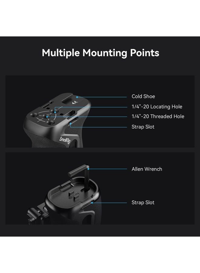 SmallRig Snap-On NATO Side Handle, Quick Lock Design, Up/Down Adjustable, Built-in Cold Shoe Mount, 1/4''-20 Thread Hole, Wrist Strap Hole - 4017 - Image 4