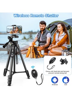 Eocean Eocean Tripod Stand for Camera and Mobile Phone, 157cm Lightweight iPhone Tripod with Remote for Video Recording, Portable Aluminum Travel Tripod with Bag  - Image 2