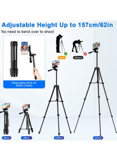 Eocean Eocean Tripod Stand for Camera and Mobile Phone, 157cm Lightweight iPhone Tripod with Remote for Video Recording, Portable Aluminum Travel Tripod with Bag  - Image 3