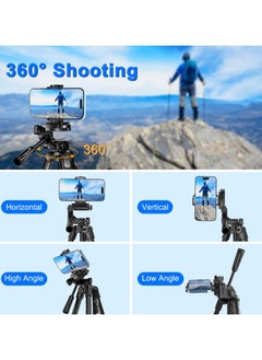 Eocean Eocean Tripod Stand for Camera and Mobile Phone, 157cm Lightweight iPhone Tripod with Remote for Video Recording, Portable Aluminum Travel Tripod with Bag  - Image 4