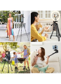 Eocean Eocean Tripod Stand for Camera and Mobile Phone, 157cm Lightweight iPhone Tripod with Remote for Video Recording, Portable Aluminum Travel Tripod with Bag  - Image 5