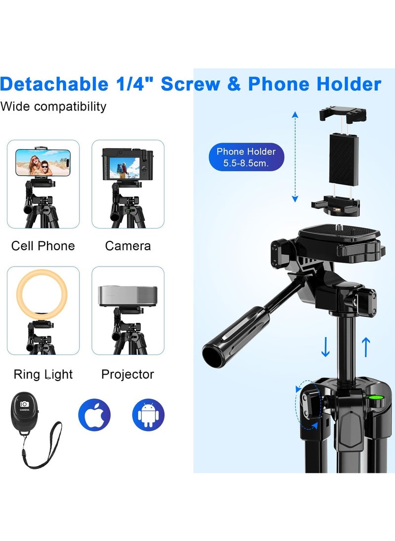 Generic - Tripod Stand for Camera and Mobile Phone, 157cm Lightweight iPhone Tripod with Remote for Video Recording, Portable Aluminum Travel Tripod with Bag - Image 1