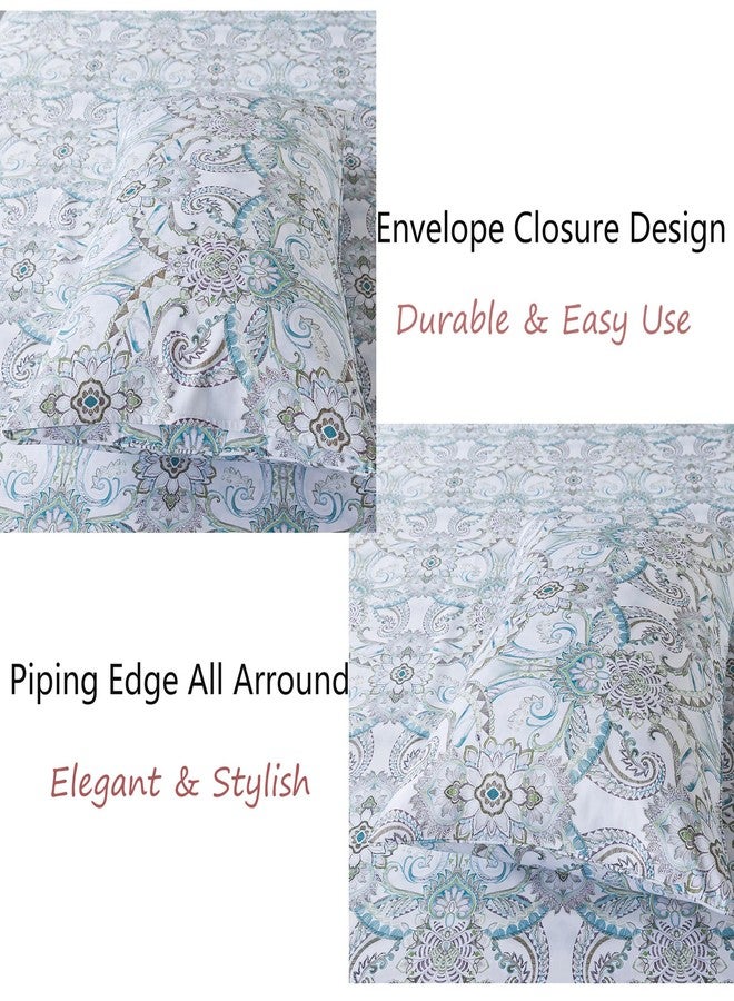 FADFAY Blue Paisley Sheets Set King Classic Boho Paisley Bedding Luxurious Bohemian Damask Paisley Bed Sheet Breathable 100% Egyptian Cotton 800 Thread Count Deep Pocket Fitted Sheet 4Pcs, King Size - Image 5