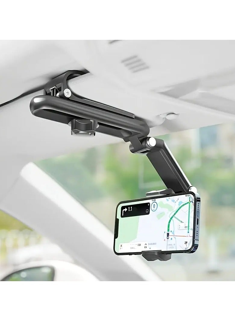 360° Rotatable Car Sun Visor Phone Mount – Dashboard Compatible, ABS Build, Waterproof Holder with Adjustable Rotation  - Image 1