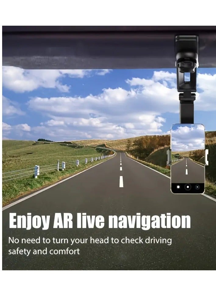 360° Rotatable Car Sun Visor Phone Mount – Dashboard Compatible, ABS Build, Waterproof Holder with Adjustable Rotation  - Image 3