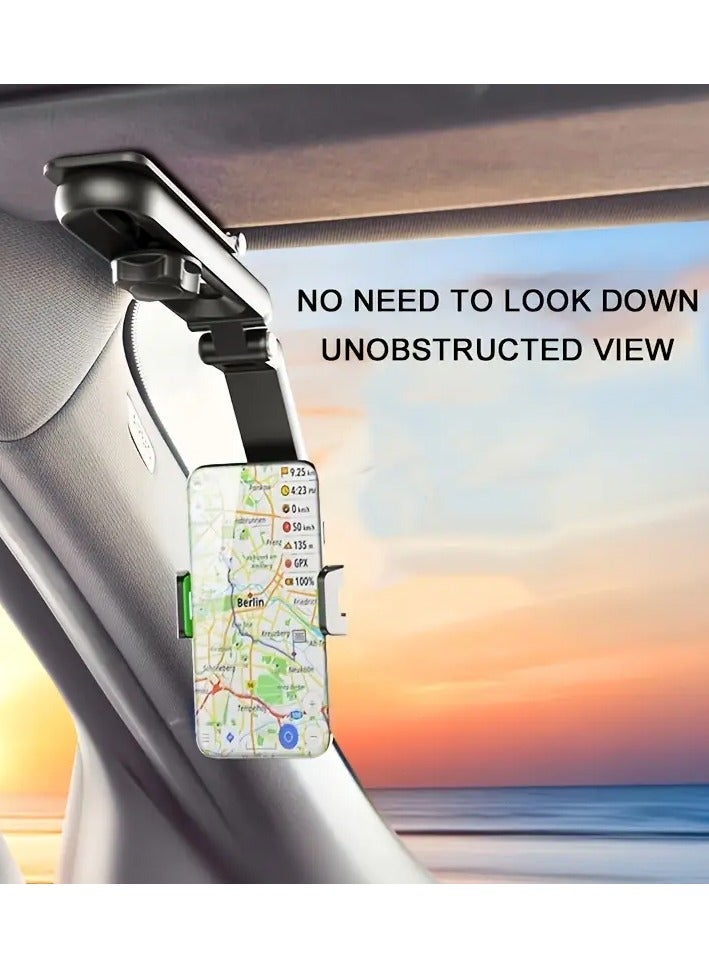 360° Rotatable Car Sun Visor Phone Mount – Dashboard Compatible, ABS Build, Waterproof Holder with Adjustable Rotation  - Image 4