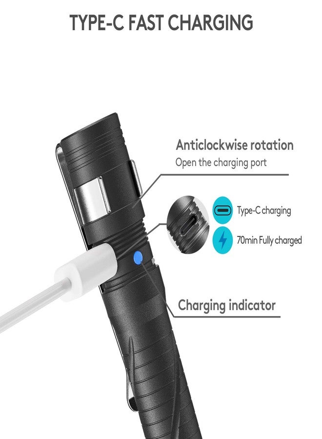 مصباح يدوي RovyVon Aurora A33 Pen Flashlight USB-C قابل لإعادة الشحن مع مشبك جيب، 200 لومن، مقاوم للماء IPX8 للفحص والإصلاح والعمل في الهواء الطلق (رمادي) - Image 3
