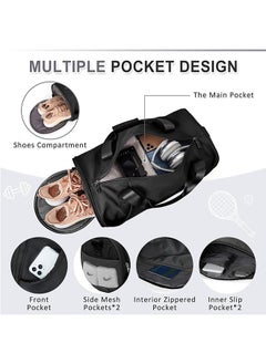 JCB CHIC Gym Bag,Sport Duffle Bag with Shoe Compartment,Small Weekender Overnight Bag Carry on Travel Bag with Wet Pocket Dance Yoga Bag Tote Bag  - Image 4