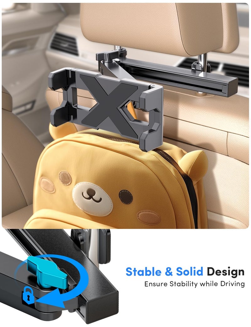ELWEY iPad Holder for Car Backseat, Headrest Tablet Holder for Car Back Seat, [3 in 1 Extension Arm] Adjustable iPad Car Mount for Kids, for 4.7-13" Device Like iPad Pro, Air, Mini, Galaxy, Fire HD - Image 5
