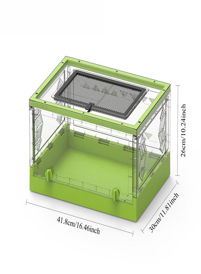 OMEM Large Portable Reptile Tank with Multi-Observation Perspective Foldable and Bottom Pulley, Ideal Habitat for Gecko, Frog, Spider and so on (Green Extra Large) - Image 2