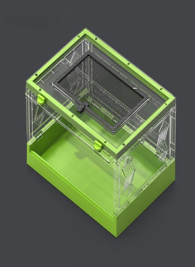 OMEM Large Portable Reptile Tank with Multi-Observation Perspective Foldable and Bottom Pulley, Ideal Habitat for Gecko, Frog, Spider and so on (Green Extra Large) - Image 5