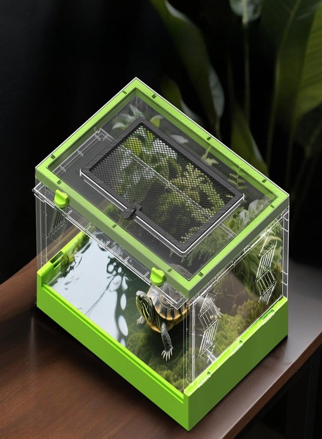 OMEM Large Portable Reptile Tank with Multi-Observation Perspective Foldable and Bottom Pulley, Ideal Habitat for Gecko, Frog, Spider and so on (Green Extra Large) - Image 3