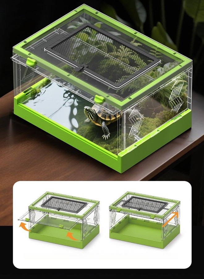 OMEM Large Portable Reptile Tank with Multi-Observation Perspective Foldable and Bottom Pulley, Ideal Habitat for Gecko, Frog, Spider and so on (Green Extra Large) - Image 4