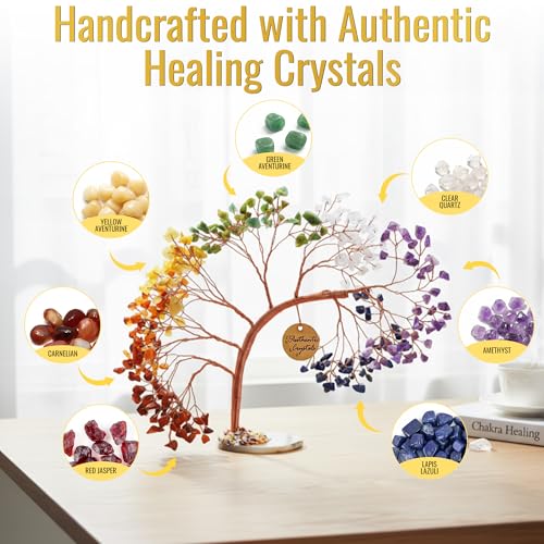 ANAYA AGATE 7 Chakra Crystal Tree of Life Handmade Healing Crystals and Stones 300 Gemstone Bonsai Tree Feng Shui Money Tree for Positive Energy Good Luck Birthday Gifts for Women Mom Sister - Image 3
