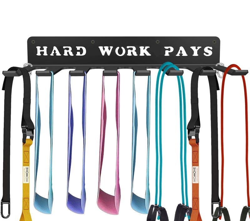 WIPHANY Home Gym Accessories Organization Storage Rack Equipment For Home 8 Hook Wall Hanger Display Gear Barbells Resistance Bands Jump Ropes Lifting Belt Hanger Accessories Hardware Included - Image 1
