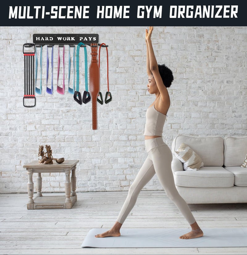 WIPHANY Home Gym Accessories Organization Storage Rack Equipment For Home 8 Hook Wall Hanger Display Gear Barbells Resistance Bands Jump Ropes Lifting Belt Hanger Accessories Hardware Included - Image 3