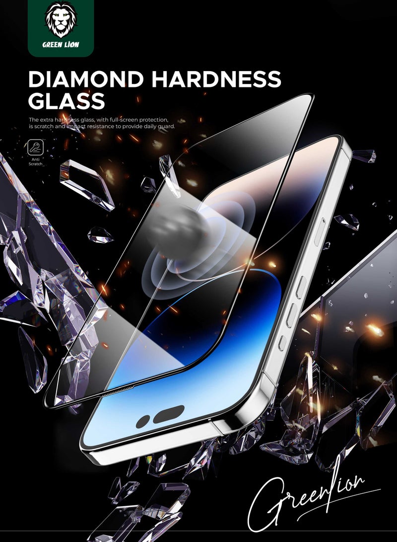 GREEN LION iPhone 15 Pro Max Screen Protector / 3D Curved Pro Advanced Round Edge Glass / Bubble Free / Highly Responsive / Crystal Clear / Anti-Fingerprint / Grease Resistance / Anti-Scratch - Black Edge/Clear - Image 2