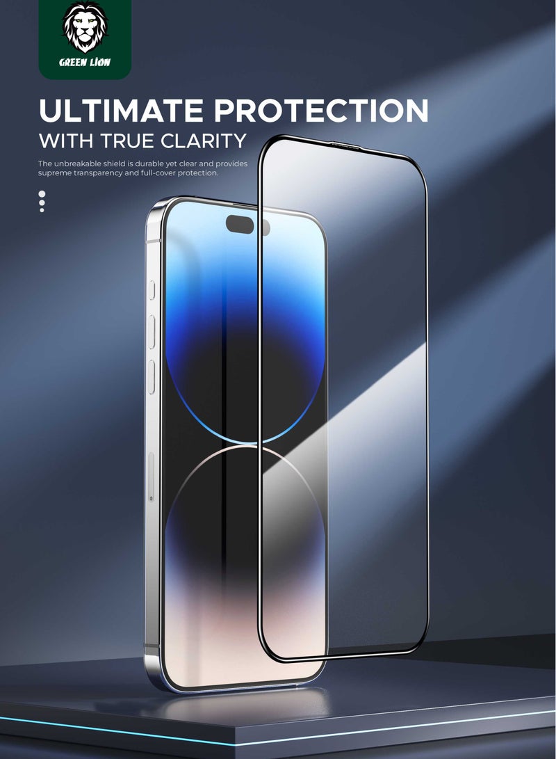 GREEN LION iPhone 15 Pro Max Screen Protector / 3D Curved Pro Advanced Round Edge Glass / Bubble Free / Highly Responsive / Crystal Clear / Anti-Fingerprint / Grease Resistance / Anti-Scratch - Black Edge/Clear - Image 3