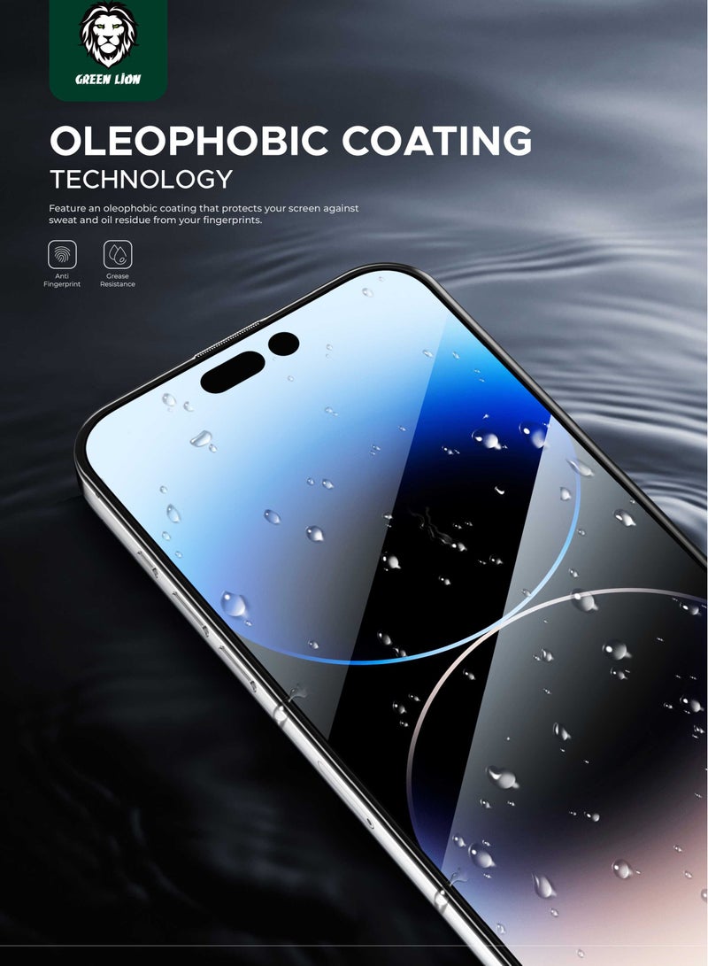 GREEN LION iPhone 15 Pro Max Screen Protector / 3D Curved Pro Advanced Round Edge Glass / Bubble Free / Highly Responsive / Crystal Clear / Anti-Fingerprint / Grease Resistance / Anti-Scratch - Black Edge/Clear - Image 5