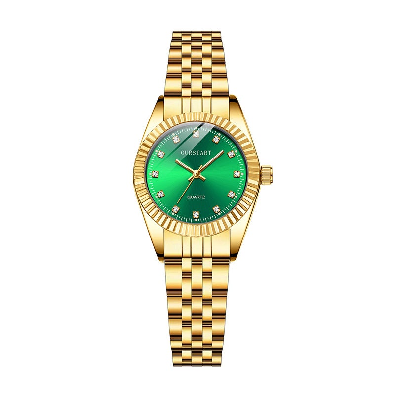 New Couple Quartz Watch Set gold and green women