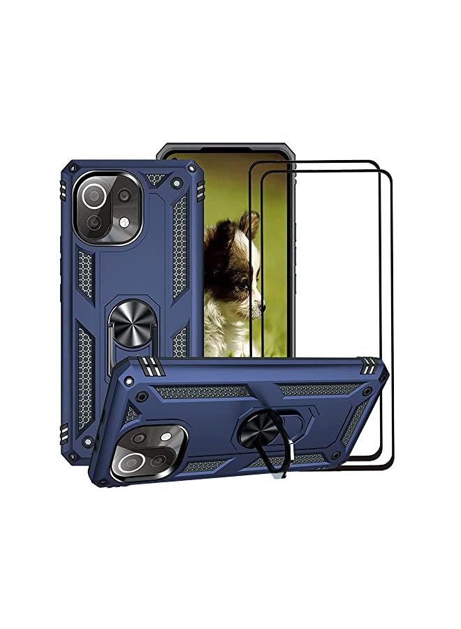 erorex For Xiaomi Mi 11 Lite Mi 11 Lite 5G Xiaomi 11 Lite 5G Ne Case With Tempered Glass Screen Protector 2Pcs Heavy Duty Armor Dual Layer Mi 11 Lite Mi 11 Lite 5G Xiaomi 11 Lite 5G Ne Blue 2 - Image 1