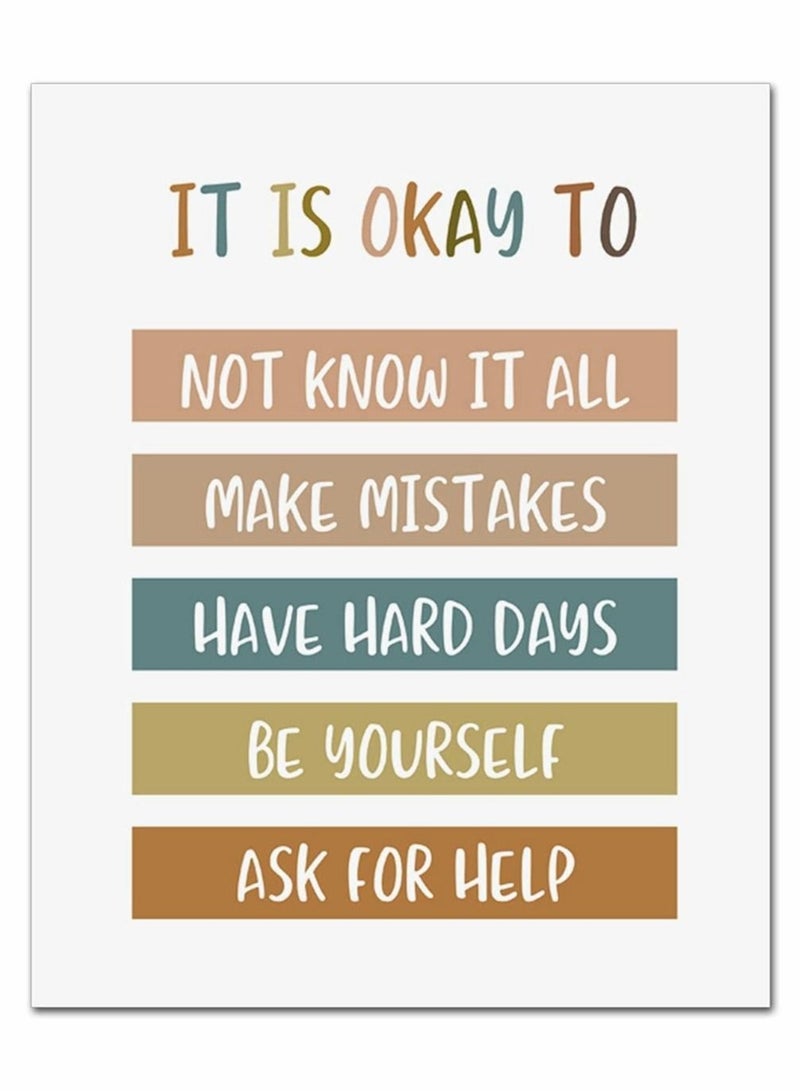 كابتن تيك Boho Classroom Decor It Is Okay To Be Yourself Classroom Wall Decor Teacher Gift Child Art Playroom Decor Classroom Quotes - UNFRAMED (40*60 cm) - Image 1