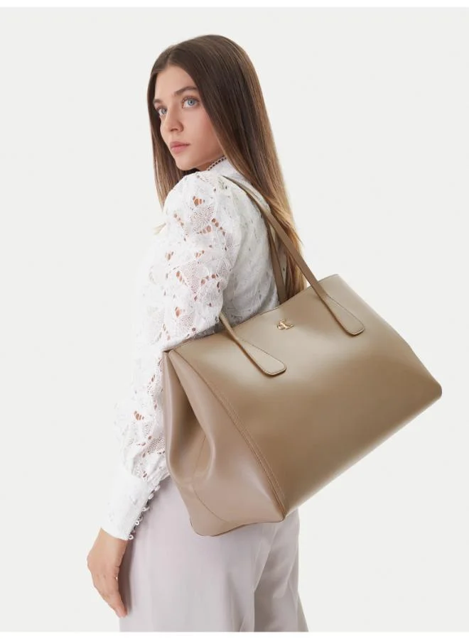 CALVIN KLEIN  Monogram Logo Plaque Tote Bag for Women | Best Price UAE