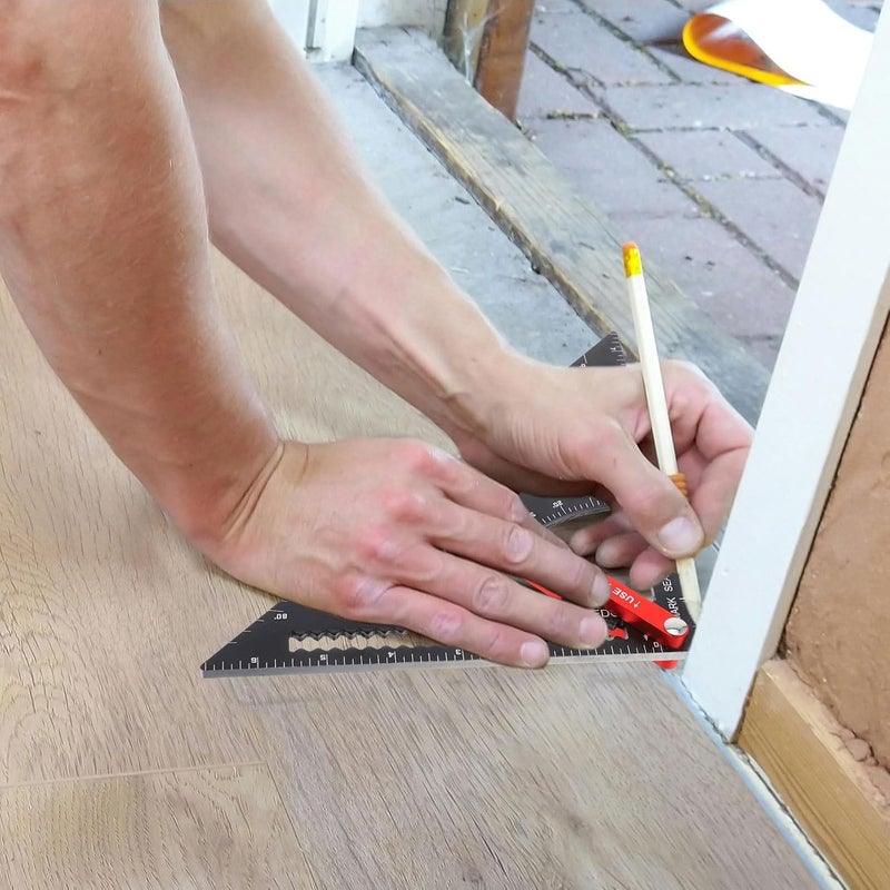 Adjustable Carpenter Triangle Ruler with Integrated Angle Scale Precision Woodworking Protractor and Miter for Accurate Line Marking and Measuring - Image 5