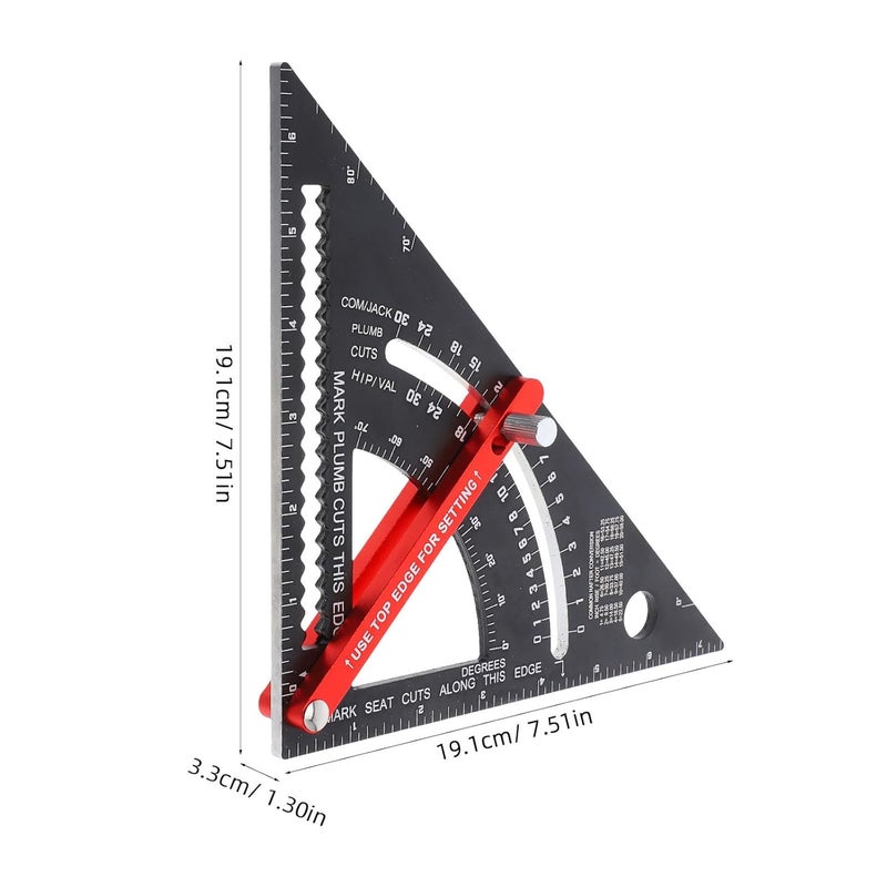 Adjustable Carpenter Triangle Ruler with Integrated Angle Scale Precision Woodworking Protractor and Miter for Accurate Line Marking and Measuring - Image 2