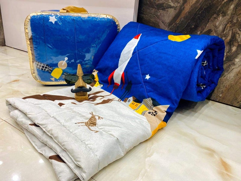 Blenzza Deco™ Glace Cotton Single Bed Reversable Babies & Kids Comforter/Dohar/Quilt,(Rockets) 200 GSM(Size-60x90 Inches) - Image 2