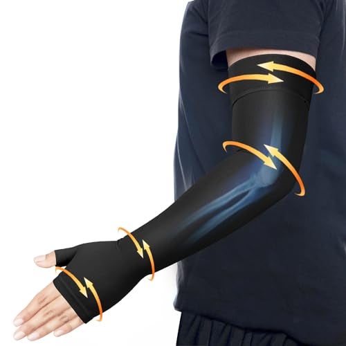 Hiball Lymphedema Medical Compression Arm Sleeve with Gauntlet, 20-30 mmHg Graduated Compression Full Arm Support for Women Men, Long Pressure Arm Hand Brace for Arthritis, Bursitis, Edema, Nerve Pain - Image 1