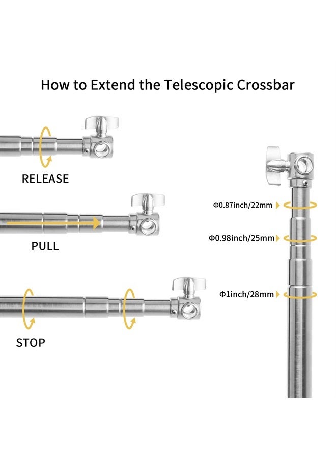 Meking Pro Stainless Steel Telescopic Backdrop Crossbar Max Length 10 ft/3m Adjustable Background Support Cross Arm, Backdrop Pole for C Stand - Image 5