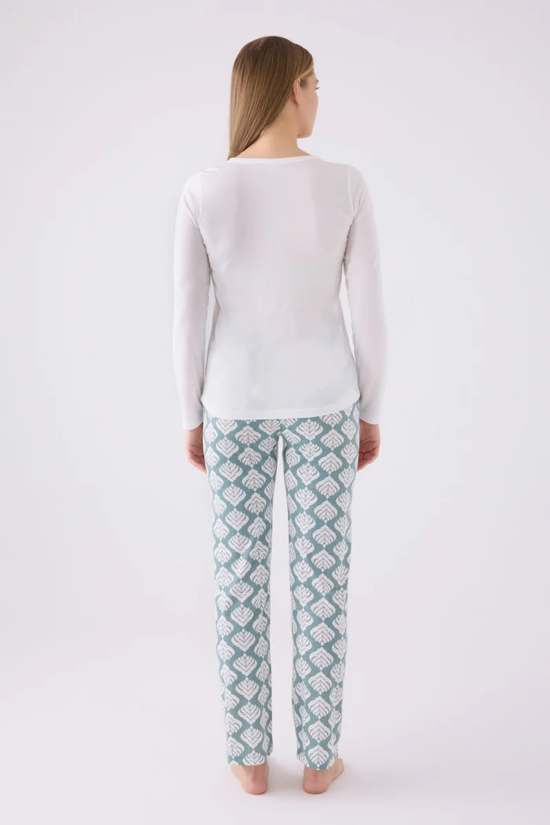 pierre cardin Women's Long Sleeve Pajama Set PC8907 Cream